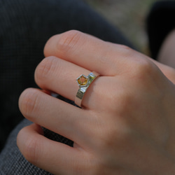 Citrine fimmhyrningur ring　シトリン五角形リング　天然石イエロー　シルバー 16枚目の画像