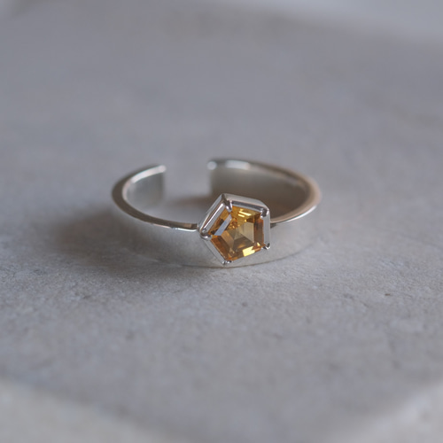 Citrine fimmhyrningur ring シトリン五角形リング 天然石
