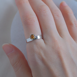 Citrine fimmhyrningur ring　シトリン五角形リング　天然石イエロー　シルバー 5枚目の画像