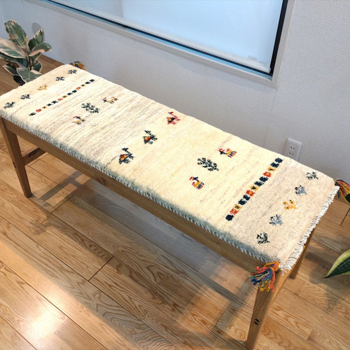 秋の目玉品】ペルシャ ギャッベ ミニランナー 110×40 アイボリー 秋の目玉品】ペルシャ ギャッベ ミニランナー 110×40 アイボリー