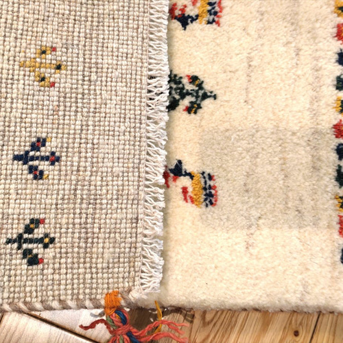 ペルシャ　ギャッベ ミニマット 39×44.5 アイボリー　ザクロの木 ペルシャ ギャッベ ミニマット 39×44.5 アイボリー ザクロの木