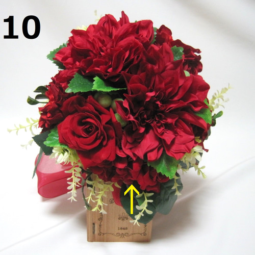 ワインレッドダリアクラッチブーケ☆ブートニア セミオーダーOK＊ダークレッドローズとダリアのナチュラル