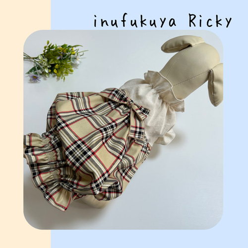 犬服ハンドメイド＊タータンチェックなバルーンタンク