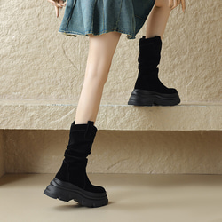 秋冬女式真皮鞋厚底鞋舒適靴子 22 公分-24.5 公分 #869⭐免運費⭐ 第12張的照片