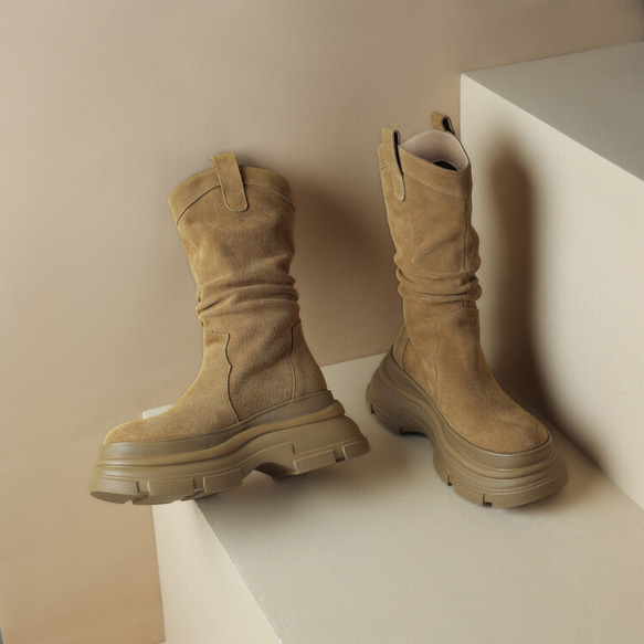 秋冬女式真皮鞋厚底鞋舒適靴子 22 公分-24.5 公分 #869⭐免運費⭐ 第10張的照片