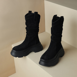 秋冬女式真皮鞋厚底鞋舒適靴子 22 公分-24.5 公分 #869⭐免運費⭐ 第18張的照片