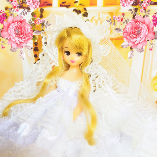 リカちゃん 純白のウェディングドレス ハンドメイド服 ドール服