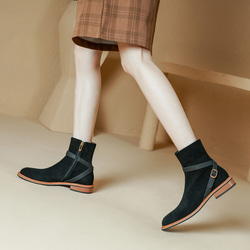 秋冬女式真皮鞋短靴低跟靴加毛內裡OK 22cm - 25cm #870⭐免運費⭐ 第5張的照片