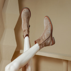 秋冬女式真皮鞋短靴低跟靴加毛內裡OK 22cm - 25cm #870⭐免運費⭐ 第13張的照片