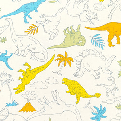 オックス生地【50×110cm】恐竜 ダイナソー カラフル 賑やか 生地 布 3枚目の画像