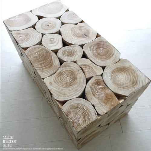 チーク無垢材 ブロックベンチ 長椅子 シャビー チェア 銘木家具 スツール