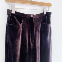 咖茶褐華麗金屬光澤 古董古著金絲絨長褲直筒褲 pants vintage 第2張的照片