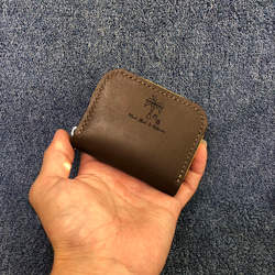 革　コンパクト　お散歩　財布　カードケース　コインケース　ブラウン 1枚目の画像