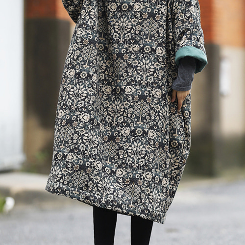 アルベロベロ 花柄キルティングチュニック 長袖 アルベロベロ 花柄キルティングチュニック 長袖 チュニック 大人可愛い