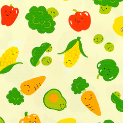 オックス生地【50×110cm】野菜 ベジタブル カラフル にっこり 生地 布 3枚目の画像