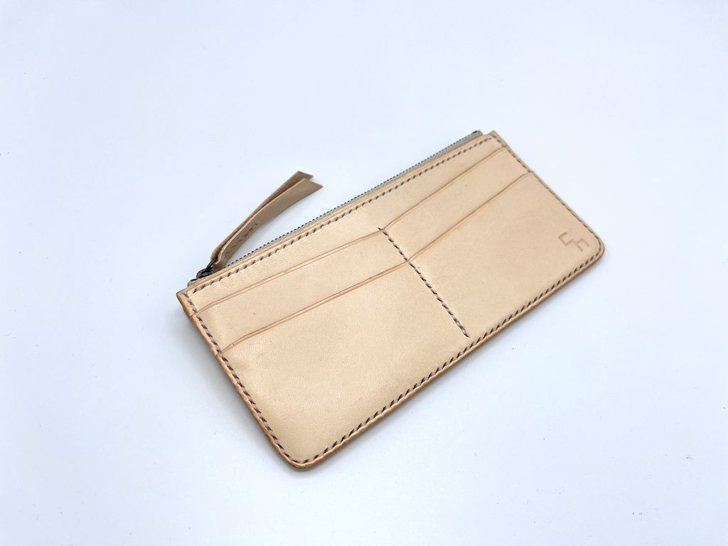 【ファスナー付】シンプル札入れ・フラグメントケース　 本革・レザー【選べるカラー・名入れ無料】【商品番号：ch114】