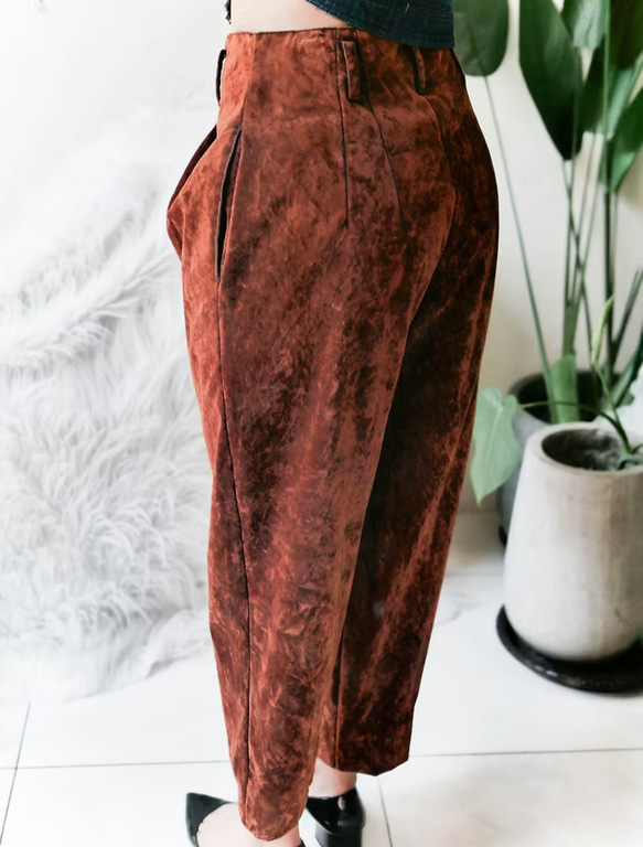 銅金茶褐細絨寬寬週末時光 棉質燈芯絨窄管ab褲長褲 pants vintage 第7張的照片