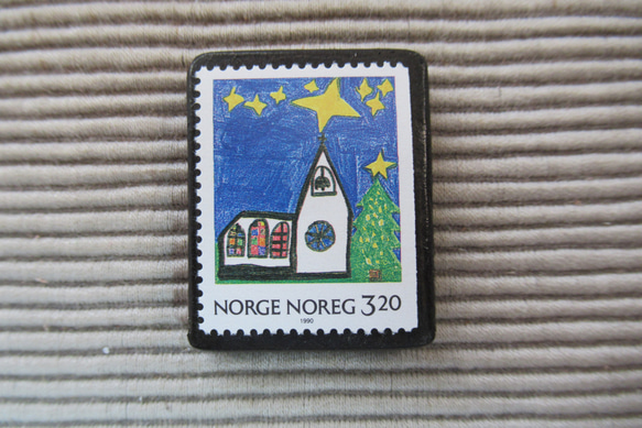 ノルウェー　クリスマス切手ブローチ　8931 1枚目の画像