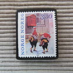 ノルウェー　クリスマス切手ブローチ　8933 1枚目の画像