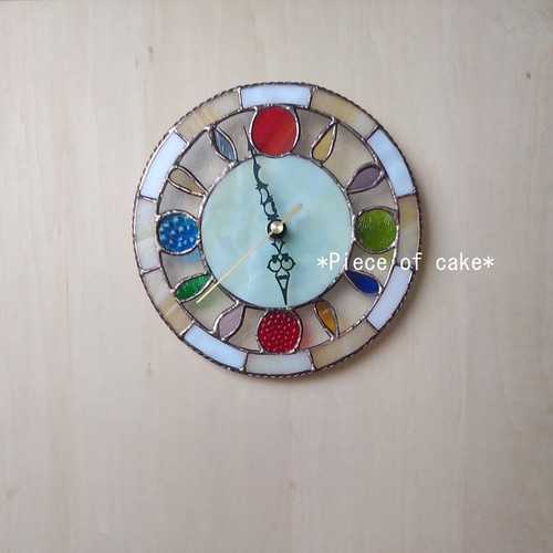 ステンドグラス(Φ20)の掛け時計＜ドロップ＞ (CL01A)＜壁掛け(スイープ