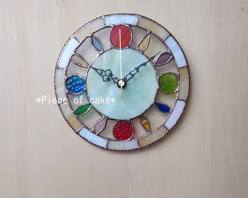 ステンドグラス(Φ20)の掛け時計＜ドロップ＞ (CL01A)＜壁掛け(スイープ