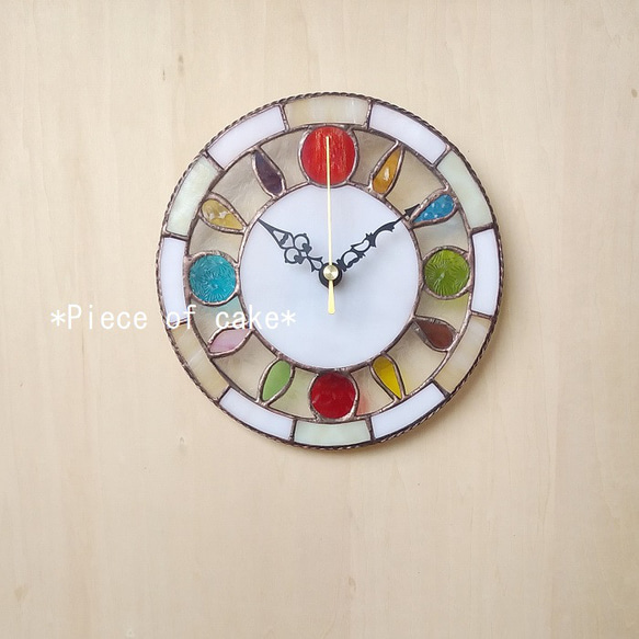 ステンドグラスの掛け時計＜ドロップ＞ (CL01A)＜壁掛け時計