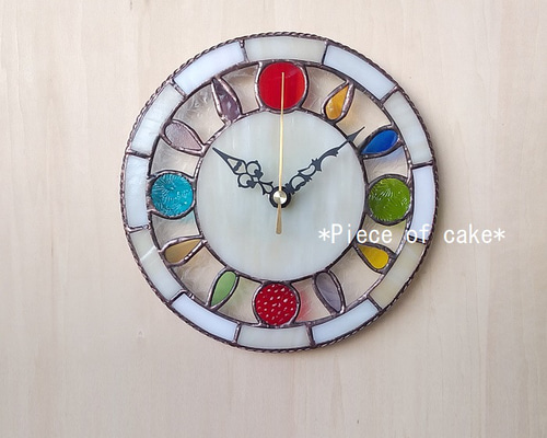 ステンドグラス　掛け時計 ステンドグラスの掛け時計＜ドロップ＞ (CL01A)＜壁掛け時計(スイープ