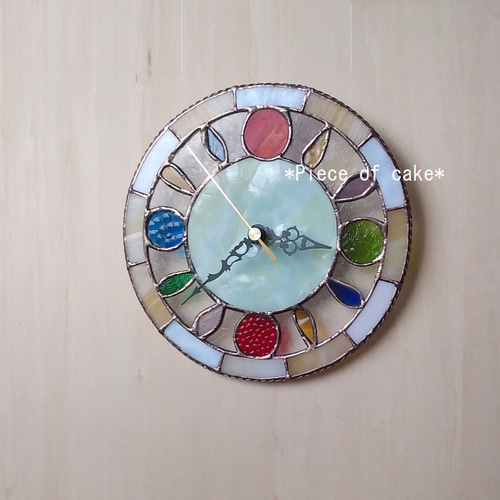 ステンドグラス(Φ20)の掛け時計＜ドロップ＞ (CL01A)＜壁掛け(スイープ