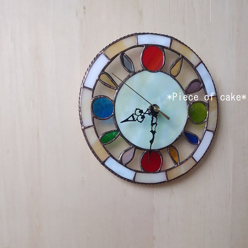 ステンドグラス(Φ20)の掛け時計＜ドロップ＞ (CL01A)＜壁掛け(スイープ
