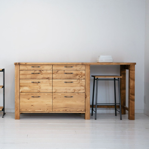 送料無料] 無垢 キッチンカウンター カップボード 食器棚 w180 [受注