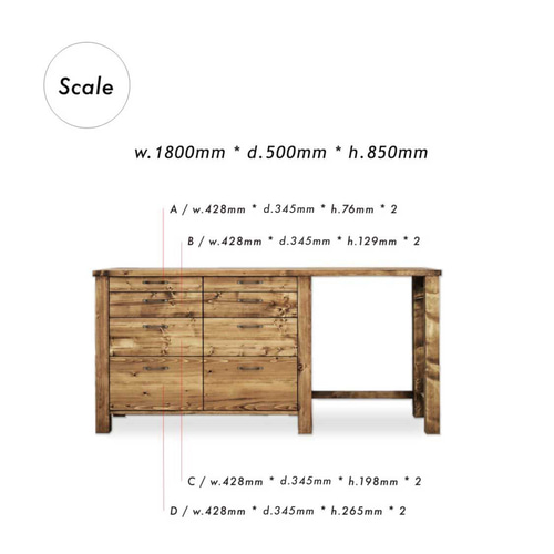 送料無料] 無垢 キッチンカウンター カップボード 食器棚 w180 [受注