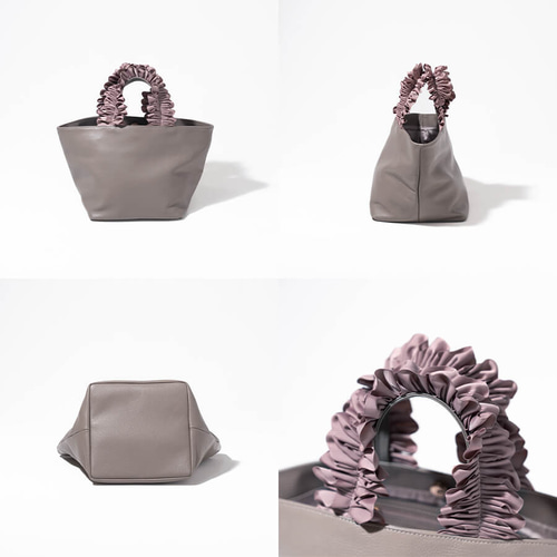 フリルハンドル 本革トートバッグ マチが広い/マグネット ライト