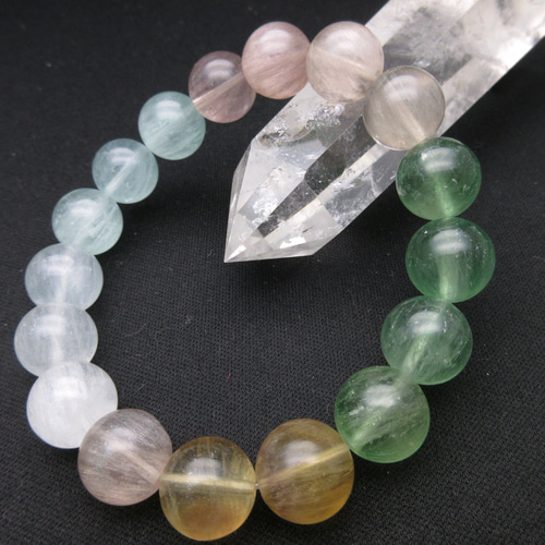 ①天然石　17mm コンブテクスチャーフローライト　　内周17cm ブレスレット 天然コンブテクスチャーフローライトブレスレット】/size(約17