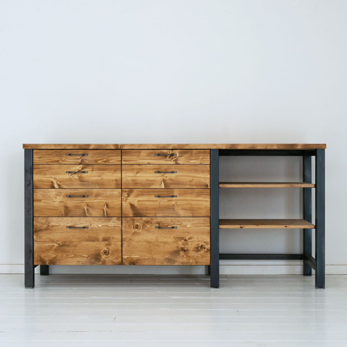 送料無料] 無垢 キッチンカウンター カップボード 食器棚 w180 [受注