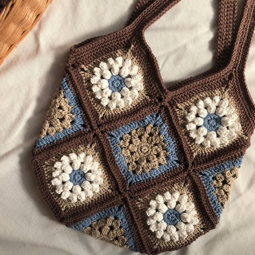 かぎ針編み】花柄グラニーバッグ ハンドメイド トートバック