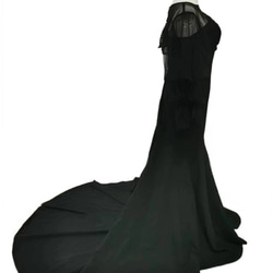 カラードレス  ブラック  トップス+スカート  クレープ生地  ソフトマーメイドライン  2次会  結婚式 6枚目の画像