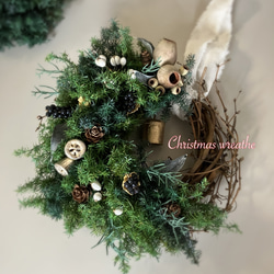 クリスマスリース ハーフリース プリザーブドフラワー 25cm Green 誕生