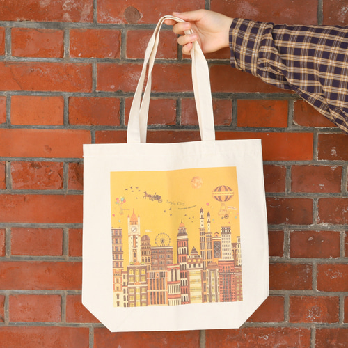 トートバッグ「セピアシティ」Mサイズ トートバッグ 空想街雑貨店 通販