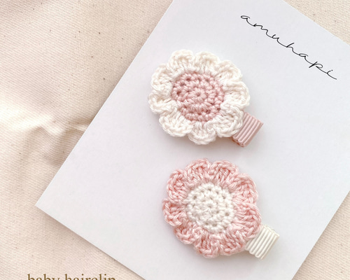 お花 クリップ 花 ベビーヘアクリップ 赤ちゃん ベビー ヘアピン ヘアゴム 4点セット* ベビーヘアクリップ ベビーヘアピン 赤ちゃんヘアクリップ