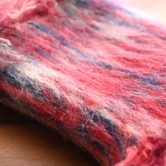 【ラスト1点】LADYチェック＊ふんわりシャギー×ふわとろファー ハンドウォーマー 7枚目の画像