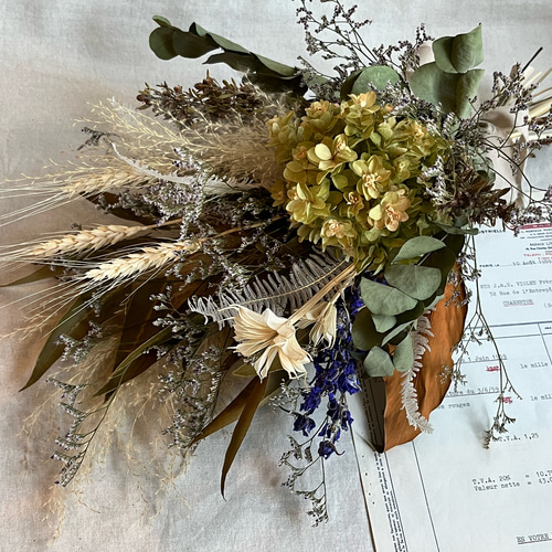 sold】幸せ運ぶアンティークブーケ B ブーケ パンパス ドライフラワー  