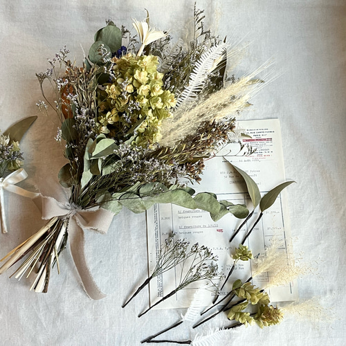 sold】幸せ運ぶアンティークブーケ B ブーケ パンパス ドライフラワー  