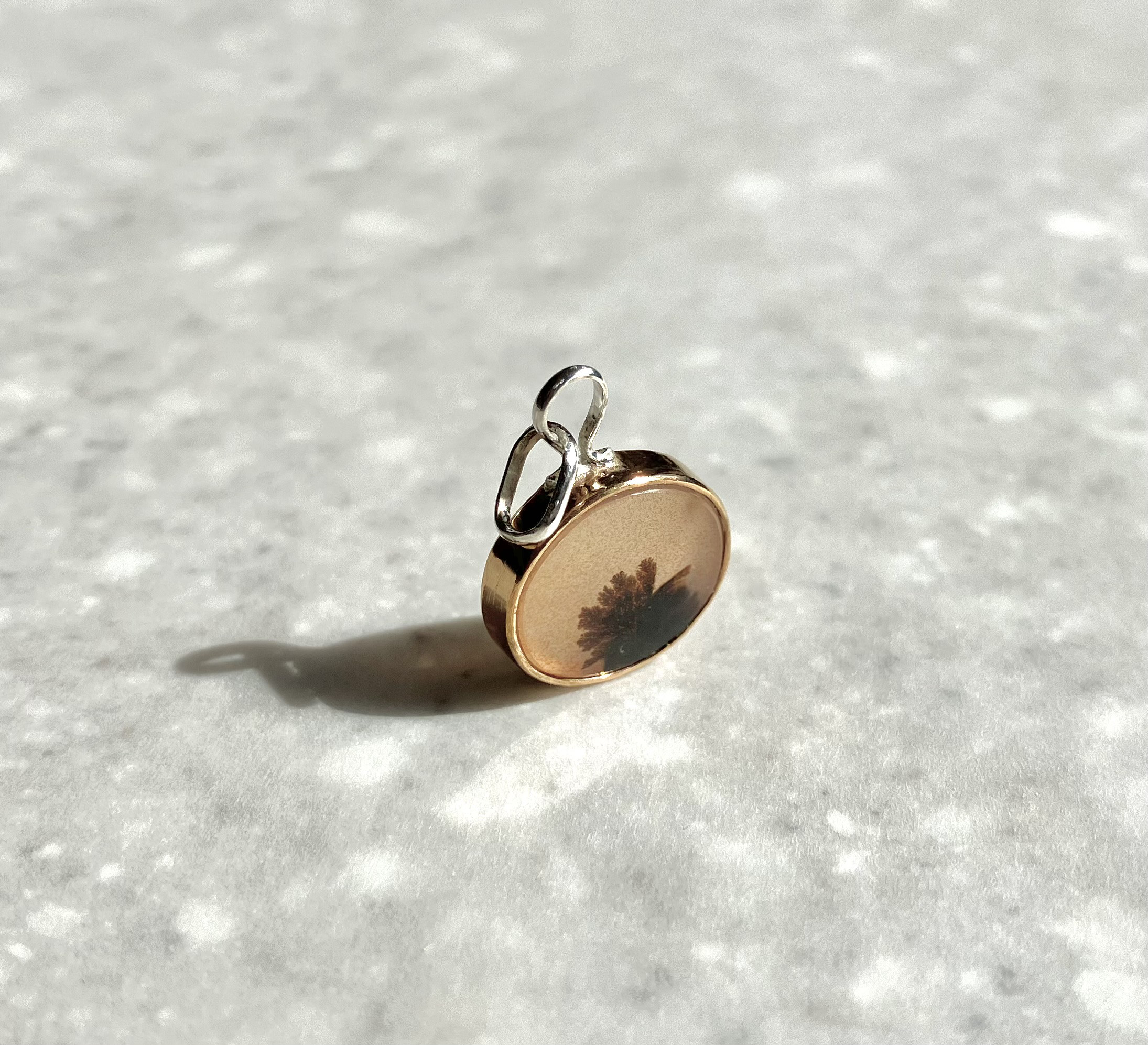 デンドリックアゲート　ピンクゴールドのネックレストップ 4,970円