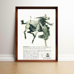 ラングラー ジーンズ 1950年代 ヴィンテージ 雑誌 広告 額付 ポスター 1枚目の画像