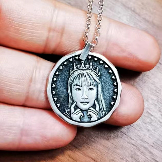 オーダーメイド 名入れネックレスアレルギー対応 名前ネックレス肖像画 ネームネックレス似顔絵 マスターグレードの彫刻