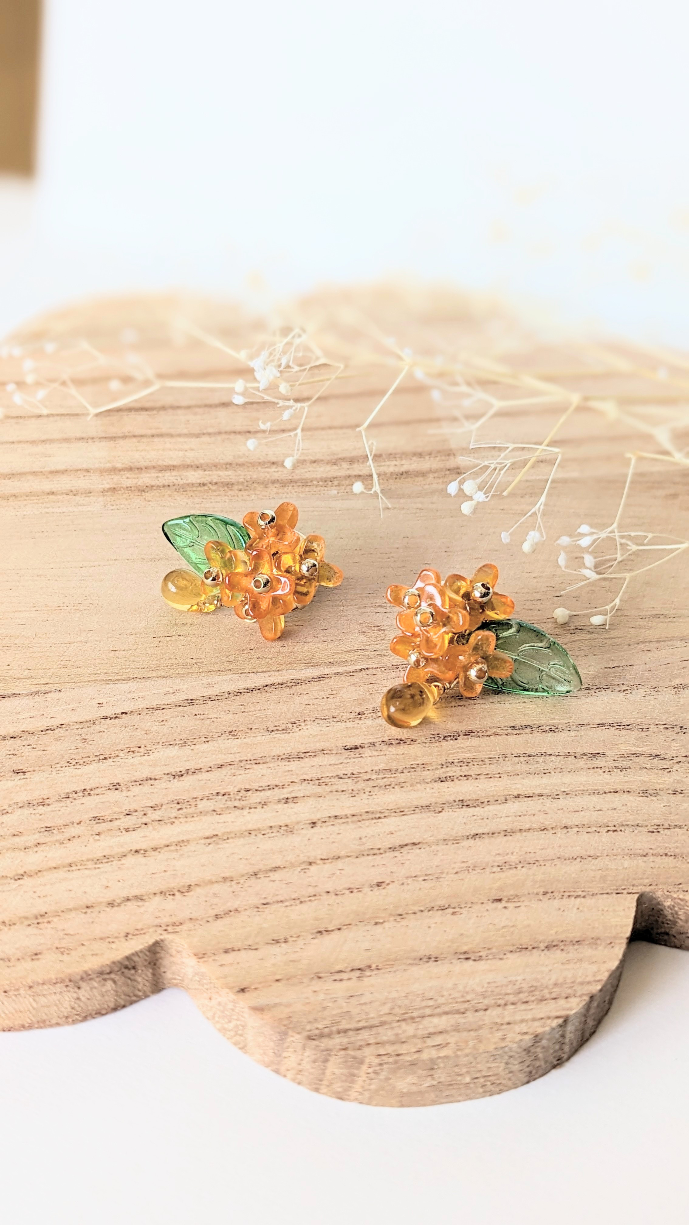 花薫る 金木犀 ピアス イヤリング オレンジ イヤリング