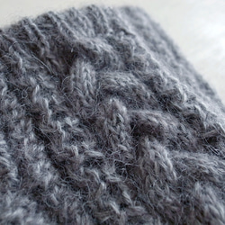 ベビーアルパカとキッドモヘアのアランハンドウォーマー・グレー●受注生産● 5枚目の画像