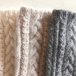 ベビーアルパカとキッドモヘアのアランハンドウォーマー・グレー●受注生産● 6枚目の画像