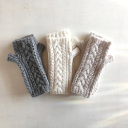 ベビーアルパカとキッドモヘアのアランハンドウォーマー・グレー●受注生産● 7枚目の画像