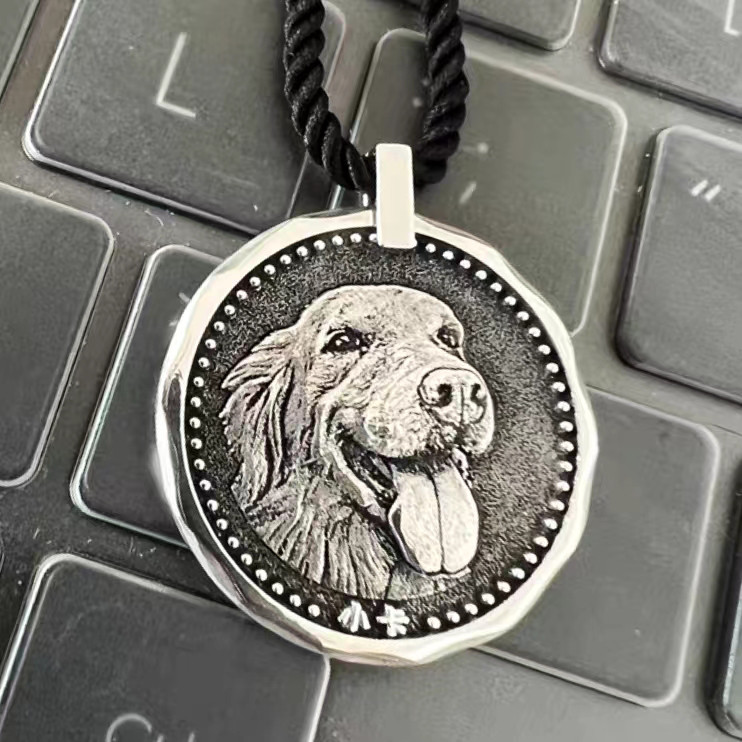 オーダーメイド うちの子ネックレス ペットネックレス肖像画  ネームネックレス犬猫似顔絵 カスタムマスターグレードの彫刻